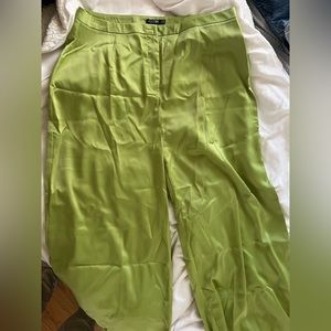 NastyGal green satin trousers, never worn and tags still on!